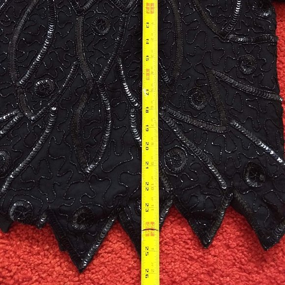 vintage 80s short sleeve black silk sequin cocktail top NWOT - Picture 9 of 9